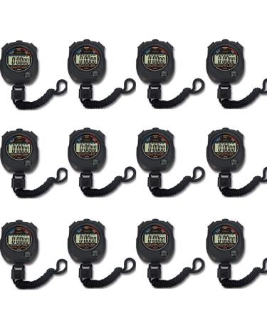 12 Pack Multi-Function Electronic Digital Sport Stopwatch Timer, Large Display with Date Time and Alarm Function,Suitable for Sports Coaches Fitness Coaches and Referees 12pack - Buy Online on GoSupps.com