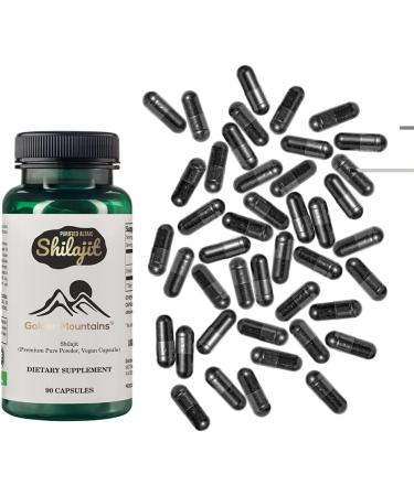 Buy Golden Mountains Shilajit Vegan 90 Capsules | 500 mg Pure Altai Premium Minerals for Optimal Health - Buy Online on GoSupps.com