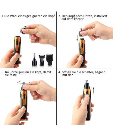 4-in-1 USB Rechargeable Nose Hair Trimmer | Waterproof Cordless Ear & Nose Trimmer for Men & Women - Easy Cleansing Tool - Buy Online on GoSupps.com