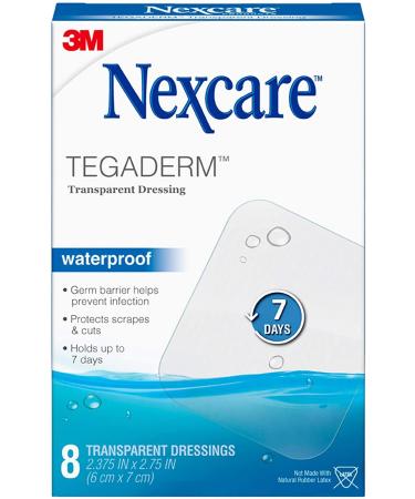 3m Nexcre Tagaderm Trnsp Size 8ct 3m Nexcare Tegaderm Waterproof Transparent Dressing 8ct 2 3/8x2 3/4