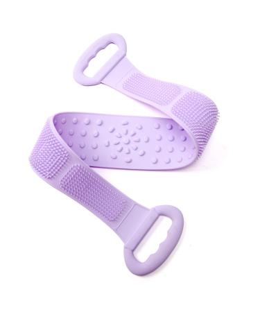 SheMarie Silicone Bath Body Brush - 80x11cm Longest Quick Foaming Cleaner (Purple) with Handles - Exfoliating Back Scrubber for Shower - Hygienic Back Wash Scrub to Relax and Arm & Foot Gentle Massage