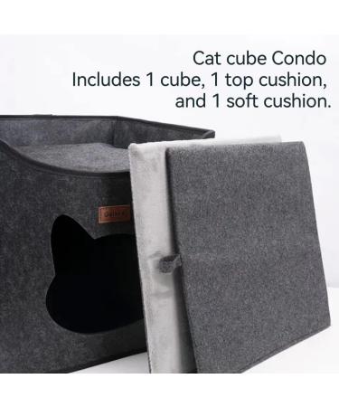 Geizire Cat House - Large Foldable Cat Cave for Indoor Cats - 2022 New Design - Cute Opening Shape - Medium Dark Grey - Buy Online on GoSupps.com