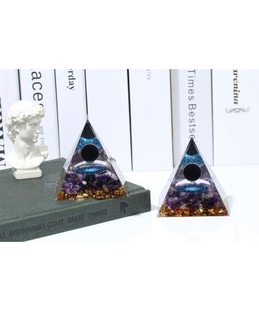 Xiannvxi 2.4 Large Black Obsidian & Amethyst Gemstone Pyramid - Natural Reiki Energy Gift for Men & Women - Buy Online on GoSupps.com