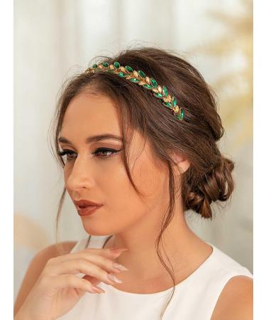 IYOU Crystal Wedding Headband Emerald Green Bridal Hair Bands Crown Sparkly Rhinestone Headpiece Tiara Prom Party Hair Accessories for Brides and Bridesmaid - Buy Online on GoSupps.com