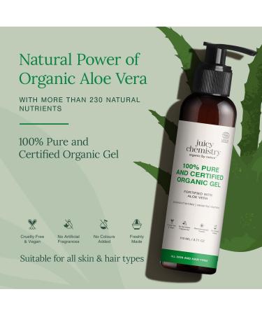 Juicy Chemistry Organic Aloe Vera Gel 110 ml Multipurpose Gel | Fresh and Soothing | Free from Parabens Sulphates Mineral Oils | For Men & Women - Buy Online on GoSupps.com