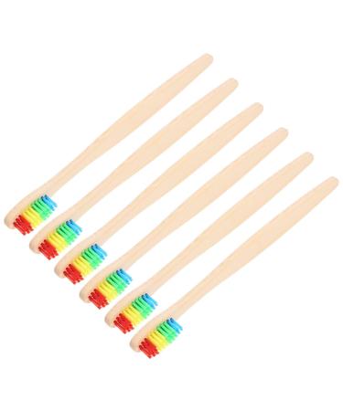 Healvian 6pcs Bamboo Toothbrushes Hotel Size Bamboo Tooth Cleaning Portable Travel Toothbrush