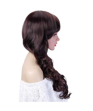 Long Curly Black Wigs with Bangs - 24 Inch Heat Resistant Wavy Wigs for Women | Perfect for Cosplay + Includes Wig Caps - Buy Online on GoSupps.com