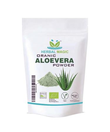 Herbal Magic's Organic Aloe Vera Powder Natural Face Hair Mask Sparkle your smoothies shakes baking Premium Quality -100gm (Pack of 1) 100 g (Pack of 1)