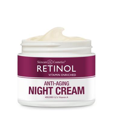 Retinol Skincare LdeL Cosmetics Night Cream Vitamins A + C + E Works While You Sleep to Reduce Fine Lines And Other Signs of Aging 1.7 Oz.