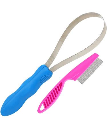 Shedding Blade for Dogs, Dual-Sided Dog Shedding Tool with Loop for Horse Large Dog De-shedding and Grooming
