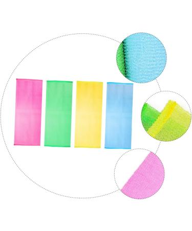 4pcs Exfoliating Bath Towel Set - Japanese Towel Body Scrubber Kit for Shower and Bath | Back Scrubber Strap and Brush Included - Buy Online on GoSupps.com