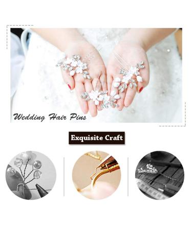 UNSUTUO White Flower Wedding Hair Pins Set of 3 - Silver Bridal Hair Accessories for Women - Buy Online on GoSupps.com