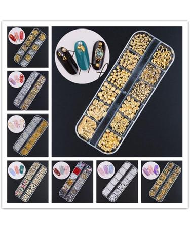 Fashion 3D Decoration Mixed Style Metallic Decor Gold Moon Star Beads Rivet Studs Mix Metal Nail Art Decoration(06) Style06 - Buy Online on GoSupps.com