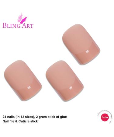 Buy Bling Art Beige Matte French Squoval False Nails - 24 Medium Acrylic Tips for Perfect Nail Art | International Shipping Available - Buy Online on GoSupps.com