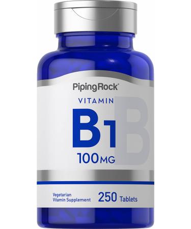 Piping Rock Vitamin B-1 | 100 mg | 250 Tablets | Thiamin Supplement | Non-GMO, Gluten Free
