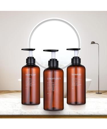 Amber Plastic Shampoo and Conditioner Dispenser Set - 3pcs 16.9oz/500ml Refillable Pump Bottles for Shower Body Wash - Bathroom Container Kit - Buy Online on GoSupps.com
