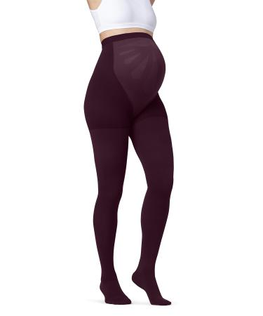 JOBST Maternity Opaque Compression Waist High Pantyhose Stockings Closed Toe 15-20 mmHg Moderate Support for Swollen Legs during Pregnancy Cranberry Medium