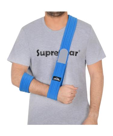 supregear Arm Sling Adjustable Lightweight Comfortable Shoulder Immobilizer Arm Sling Breathable Medical Shoulder Support for Injured Arm Hand Elbow 180cm (Blue)
