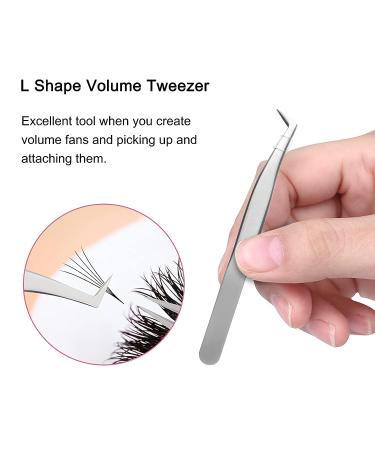 Quewel Eyelash Extension Tweezers Set - Curved and Straight Stainless Steel Precision Tweezers, Lash Applicator Tool for Extension Supplies - Matte Silver (3 pcs) - Buy Online on GoSupps.com