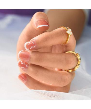 Sethexy Glossy Square Short False Nails - Bright Pink French Tips | Complete 24pcs Nail Art for Women & Girls | Sparkle & Shine - Buy Online on GoSupps.com