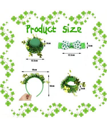 St. Patrick'S Day Green Hat Hair Clips Wristband Bow Tie Irish Day Party Supplies Accessories Hairpin for Women Girl Boy - Buy Online on GoSupps.com