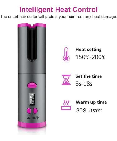 GeRRiT Cordless Automatic Hair Curler Set - Ceramic Wireless Curling Iron Wand Rechargeable & Portable Auto Shut-Off - Perfect for International Shipping - Buy Online on GoSupps.com