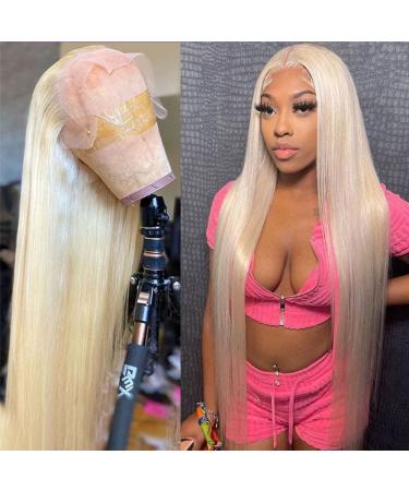 24 inch 613 Blonde Lace Front Wig Human Hair 13x4 | 180% Density HD Straight Lace Frontal Wig with Baby Hair | Pre Plucked & Bleached Knots | Glueless & Transparent 10A Quality - Buy Online on GoSupps.com