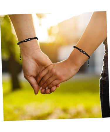 PRETYZOOM 3pcs Black and White Heart Bracelet Bracelets for Teen Girls Unisex Friendship Bracelets Couples Rope Braided Bracelets Cord Is Jade Thread Men and Women Wrist Chain Letter - Buy Online on GoSupps.com