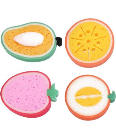 Healeved 4Pcs Fruit Bath Sponges - Cute Shower Loofah for Women & Kids | Absorbent Cotton Scrubber - Buy Online on GoSupps.com