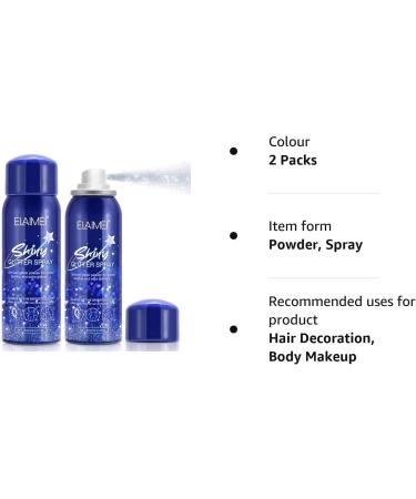 Glitter Spray for Hair and Body (2 60ML) Body Glitter Spray Hair Glitter Spray Quick-Drying Waterproof Glitter Hairspray Body Shimmer Sparkle Makeup Spray Glitter for Party Prom Festival Rave 2 Packs - Buy Online on GoSupps.com