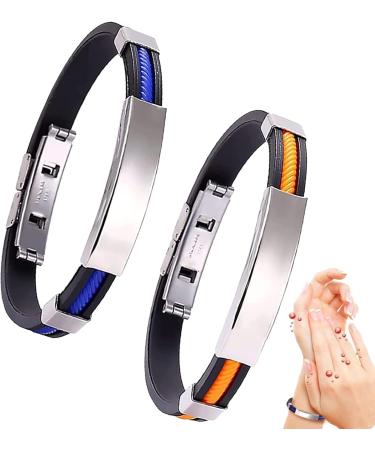 Titanium Detox Lympunclog Wristband Titanium Detox Wristband Titanium Detox Lymph Unclog Wristband Titanium Lympunclog Magnetic Bracelet Lymphatic Dusting Exercise Band (#2PCS_Blau+Orange)