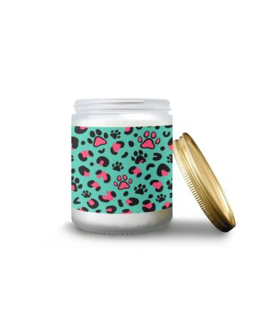 Vanilla Candles for Home Scented Aromatherapy Jar Candles 7 oz Long Lasting Candles Scented Candles Gift Set for Women Perfect for Birthday Gifts Leopard Print with Paw