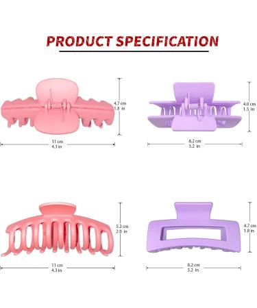 LETAO 8 Pack 3.2 4.3 Inch Medium Large Claw Clips For Thick Hair Big Hair Clip For Thin Hair Girls' Hair Clips Claw Neutral Hair Clips for Women Matte Square Hair Claws Clips For Hair 1 count (Pack of 8) - Buy Online on GoSupps.com