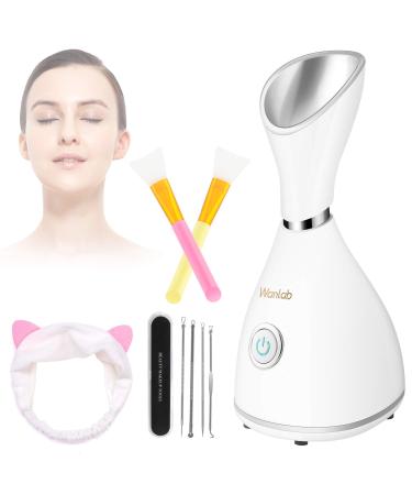 Portable Facial Steamer Nano Face Steamer Warm Mist Home Skin Spa Steamers for Sinuses Acne Pores Cleanse Blackhead Remover Kit Mask Brush