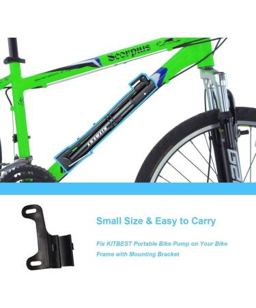 Bike Pump Portable - Presta and Schrader Valve Compatible Inflator | High Pressure Mini Pump with Patch Kit - Buy Online on GoSupps.com