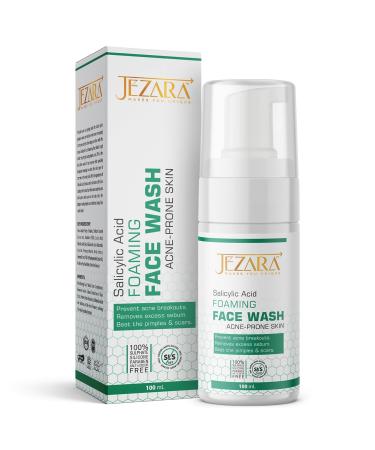 JEZARA Salicylic Acid 2% Foaming Face Wash For Reduction of Acne Pimples Dark Spots | Prevent Acne Breakouts Soothes Skin | Women & Men | 100ML