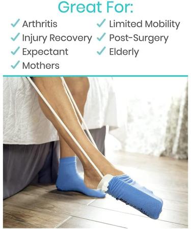 Evvmnaks Sock Aid & Off Stocking Tool | Sock Helper for Elderly & Pregnant - Easy Pull Up Assistance in Blue - Buy Online on GoSupps.com