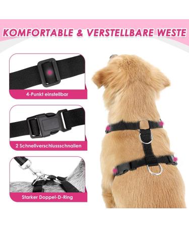 Eyin Dog Harness with Safety Belt for Car - Adjustable & Breathable - Pink XS - 2 Carabiner Hooks & Seat Belt Buckle - Buy Online on GoSupps.com