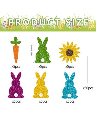 Bekecidi 30-Pack Exquisite Easter Cupcake Toppers - Vivid and Colorful Rabbit & Carrot Inserts Sparkling Party Cake Decorations - Perfect for Easter Celebrations! - Buy Online on GoSupps.com