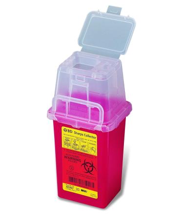 BD Nestable Sharps Container, 1.5 qt, Pre-Assembled, One-Way Funnel, Latex-Free