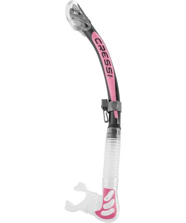 Cressi Foldable Adult Dry Snorkel for Scuba Diving, Snorkeling | Alpha Ultra Dry Made in Italy Clear/Pink