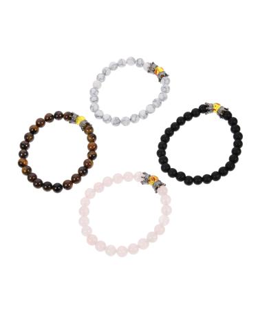 SOIMISS 4pcs Crystal Stone Yoga Decor Beaded Bond for Couples Stones Wrist Chain Motion Sickness Chakra Copper Beads Wrist
