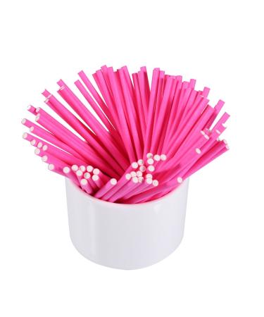 Alvinlite Alvinlite Pack of 100 Safe Paper Lollipop Sticks for Cake Pops Sweets Lollipops Party Treats Dippers Cake Chocolate and Cookies (Pink)