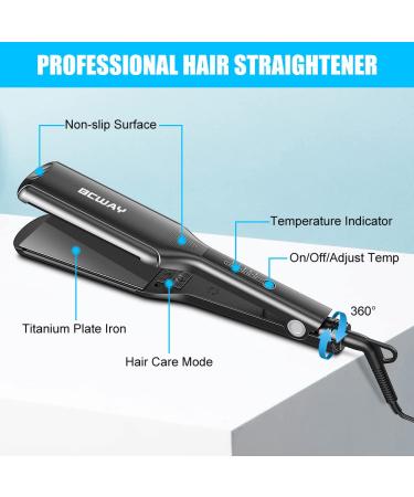 Bcway Professional Hair Straightener | Extra-Large Titanium Flat Iron with 5 Temps | Fast Heating for All Hair Types - Buy Online on GoSupps.com