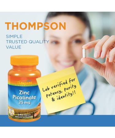 Thompson Zinc Picolinate 25 mg - 60 Tablets for Immune Support & Wellness - Buy Online on GoSupps.com