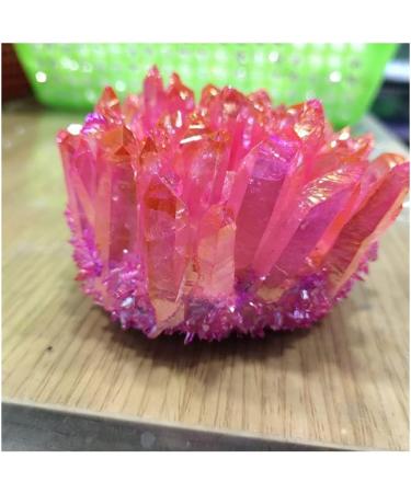 Natural Crystal Rough 300-400g Red Electroplated Natural Crystal Cluster Specimen Raw Rock Quartz Flowers Aura Stones Gift Modern House Decor - Buy Online on GoSupps.com