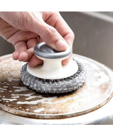 korvre Stainless Steel Scrubber with Handle Heavy Duty Pot Scrubbers Dish Scrubber Cleaning Brush Wash for Dish - Buy Online on GoSupps.com