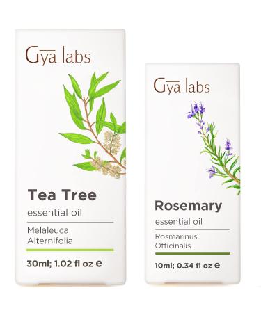 Tea Tree Oil for Skin (30ml) & Rosemary Oil for Hair Growth (10ml) Set - 100% Pure Therapeutic Grade Essential Oils Set - Gya Labs