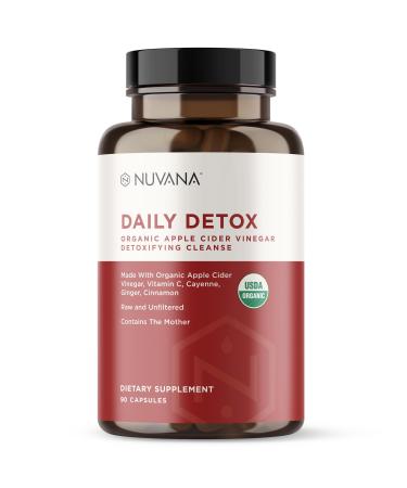 Advanced Detox Apple Cider Vinegar - Organic w/ The Mother - Natural Healthy Weight Digestion Energy and Detox Support - ACV By Nuvana - 90 Capsules