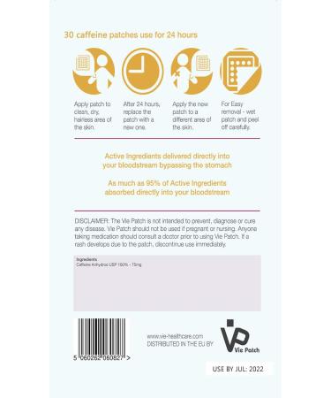 Vie Caffeine Patches 30-Day Supply - 30 Patches | Energy Boost Patch - Buy Online on GoSupps.com